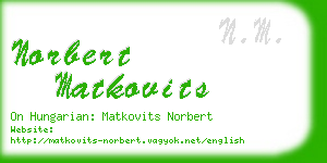 norbert matkovits business card